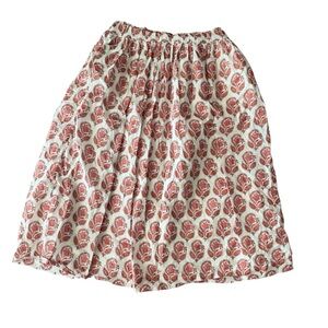 J Crew Smocked Waist Cotton Voile Midi Skirt in Bouquet Block Lined Floral Pink